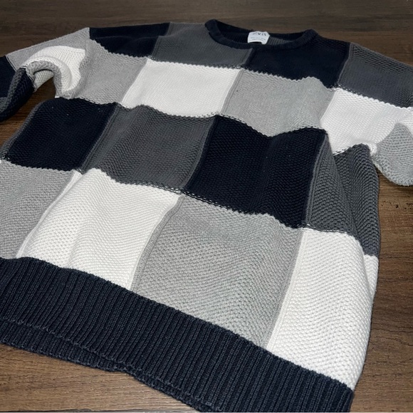 Zara Color Block 100% Cotton Crewneck Sweater - Picture 5 of 7